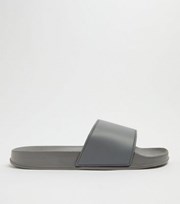 New Look Pale Grey Leather-Look Sliders